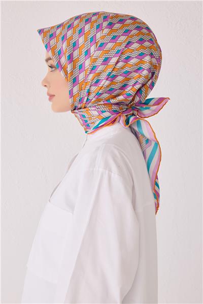 BELLİ GEOMETRİK DESEN İPEK EŞARP 4052D (TWİLL)-83