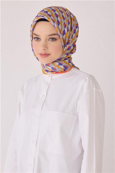 BELLİ GEOMETRİK DESEN İPEK EŞARP 4052D (TWİLL)-80