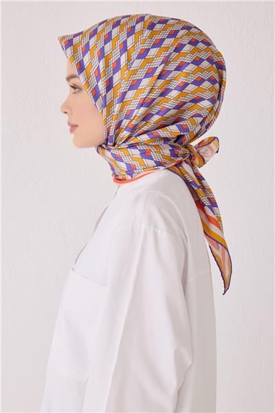 BELLİ GEOMETRİK DESEN İPEK EŞARP 4052D (TWİLL)-80