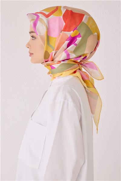 BELLİ GEOMETRİK DESEN İPEK EŞARP 4054D (TWİLL)-06