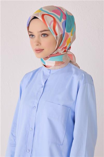 BELLİ GEOMETRİK DESEN İPEK EŞARP 4054D (TWİLL)-80