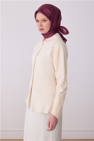 Mürdüm Klasik Desen %100 Twill İpek Eşarp 4317-89