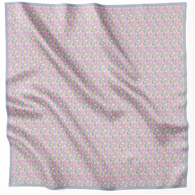 BELLİ ÇİÇEK DESEN İPEK EŞARP 4204D (TWILL) PEMBE - 80