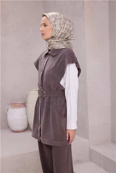 BELLİ ÇİÇEK DESEN İPEK EŞARP 4204D (TWILL) BEJ - 84