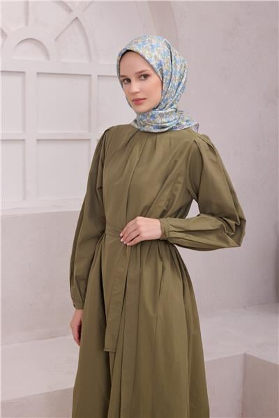 BELLİ ÇİÇEK DESEN İPEK EŞARP 4204D (TWILL) MAVİ - 88