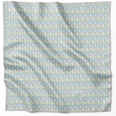 BELLİ ÇİÇEK DESEN İPEK EŞARP 4204D (TWILL) MAVİ - 88