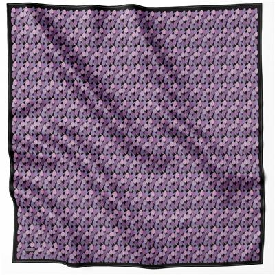 BELLİ ÇİÇEK DESEN İPEK EŞARP 4204D (TWILL) SİYAH MOR - 89