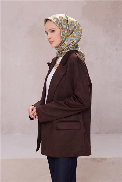 BELLİ ÇİÇEK DESEN İPEK EŞARP 4204D (TWILL) İNDİGO - 52