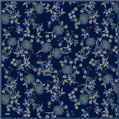 BELLİ ÇİÇEK DESEN İPEK EŞARP 4210D (TWILL) LACİVET - 53
