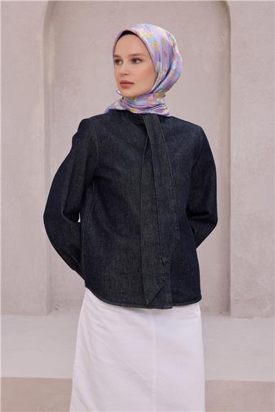 BELLİ ÇİÇEK DESEN İPEK EŞARP 4210D (TWILL) LİLA - 50