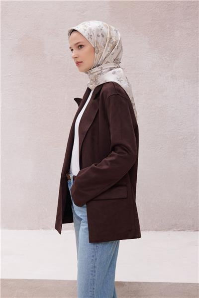 BELLİ ÇİÇEK DESEN İPEK EŞARP 4210D (TWILL) TAŞ - 82