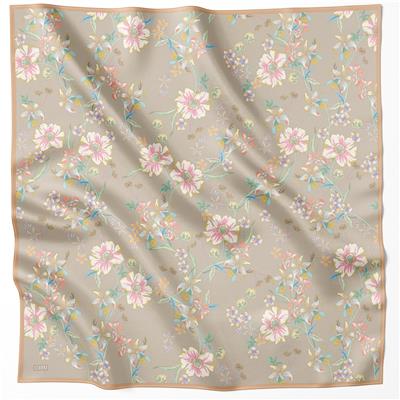 BELLİ ÇİÇEK DESEN İPEK EŞARP 4210D (TWILL) VİZON - 07