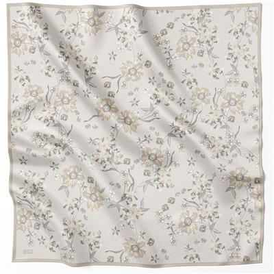 BELLİ ÇİÇEK DESEN İPEK EŞARP 4210D (TWILL) TAŞ - 82