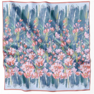 BELLİ ÇİÇEK DESEN İPEK EŞARP 4217D (TWILL) TURUNCU   - 01