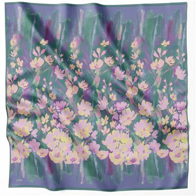 BELLİ ÇİÇEK DESEN İPEK EŞARP 4217D (TWILL) MOR - 82