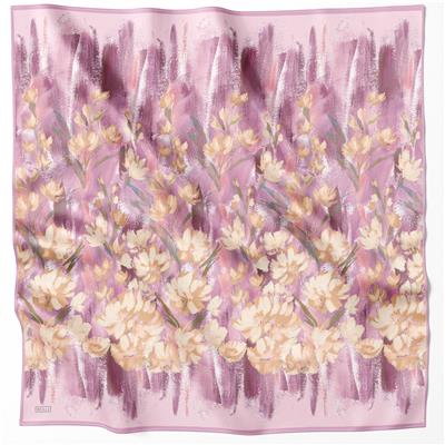 BELLİ ÇİÇEK DESEN İPEK EŞARP 4217D (TWILL) PEMBE - 04