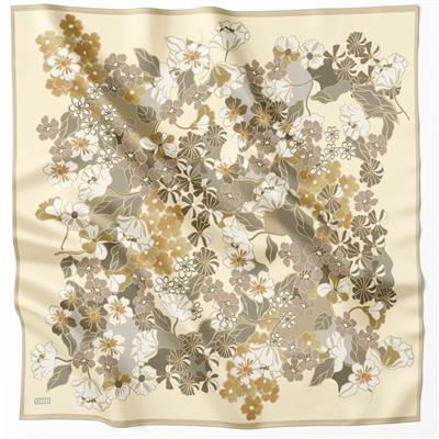 BELLİ ÇİÇEK DESEN İPEK EŞARP 4220D (TWILL) SARI - 35