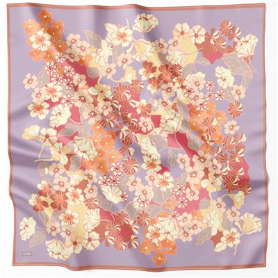 BELLİ ÇİÇEK DESEN İPEK EŞARP 4220D (TWILL) LİLA - 53