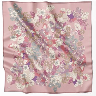 BELLİ ÇİÇEK DESEN İPEK EŞARP 4220D (TWILL) PUDRA - 20