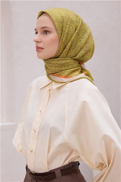 BELLİ ÇİÇEK DESEN NOVA ZEYTİN HARDAL EŞARP 1012