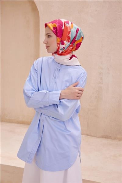 BELLİ ÇIÇEK DESENI İPEK EŞARP 4127D TWILL