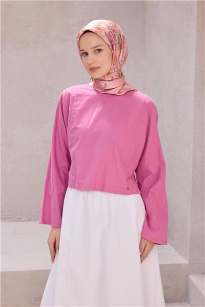 BELLİ ÇİÇEKLİ DESEN İPEK EŞARP 4207D (TWILL) PUDRA - 14