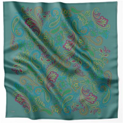 BELLİ ÇİÇEKLİ DESEN İPEK EŞARP 4207D (TWILL) ZÜMRÜT - 05