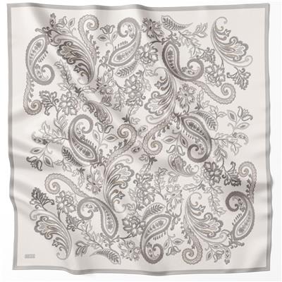 BELLİ ÇİÇEKLİ DESEN İPEK EŞARP 4207D (TWILL) KREM - 86