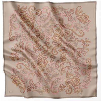 BELLİ ÇİÇEKLİ DESEN İPEK EŞARP 4207D (TWILL) BEJ - 03