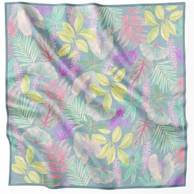 BELLİ ÇİÇEKLİ DESEN İPEK EŞARP 4225D (TWILL) MİNT - 56