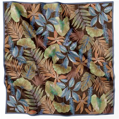 BELLİ ÇİÇEKLİ DESEN İPEK EŞARP 4225D (TWILL) İNDİGO - 04