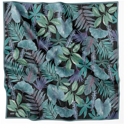 BELLİ ÇİÇEKLİ DESEN İPEK EŞARP 4225D (TWILL) SİYAH - 80