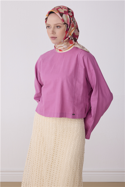Pembe Çok Renkli Çiçek Desen %100 Twill İpek Eşarp 4312-35