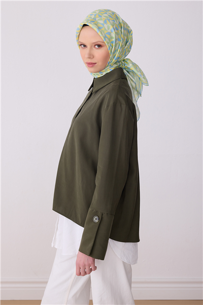 Mint Obje Desen %100 Twill İpek Eşarp 4322-80