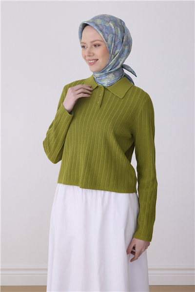 Mavi Çok Renkli Obje Desen %100 Twill İpek Eşarp 4313-51