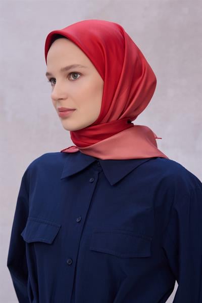 BELLİ DEGRADE DESEN İPEK EŞARP 4224D (TWILL) KIMIZI - 52