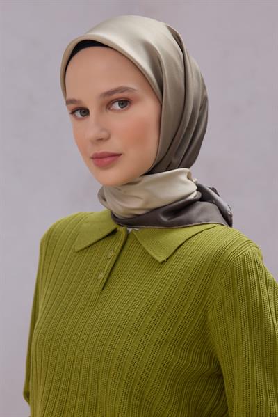 BELLİ DEGRADE DESEN İPEK EŞARP 4224D (TWILL) HAKİ - 35