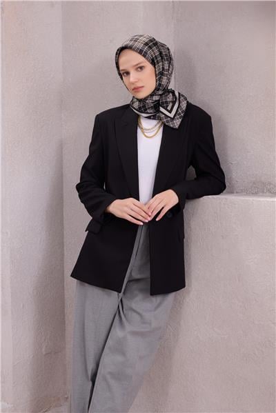 {URUNSEO_TITLE} | BELLI | BELLİ İPEK EŞARP | BELLİ EKOSE DESEN İPEK EŞARP 4218D (TWILL) SİYAH - 88