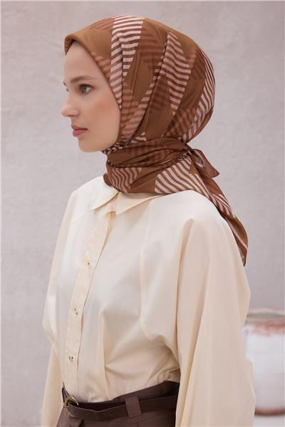 BELLİ EKOSE DESEN NOVA KAHVE EŞARP 1005