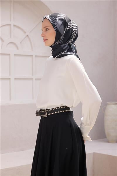 BELLİ EKOSE DESEN NOVA SİYAH EŞARP 1005