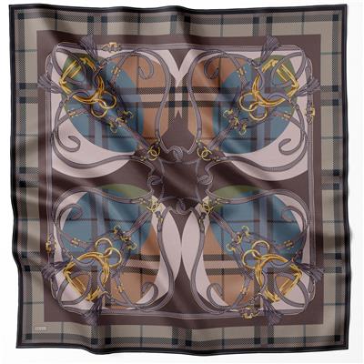 BELLİ EKOSE KEMER DESEN İPEK EŞARP 4206D (TWILL) KOYU VİZON - 51