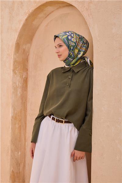 BELLİ ETNIK DESEN İPEK EŞARP 4111D TWILL
