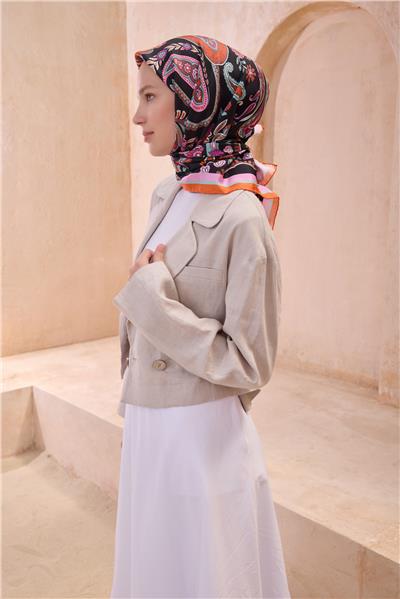 BELLİ ETNIK DESEN İPEK EŞARP 4111D TWILL