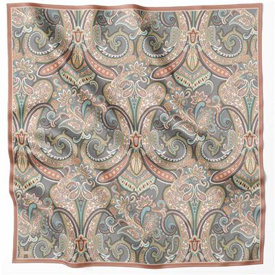 BELLİ ETNİK DESEN İPEK EŞARP 4202D (TWILL) KİREMİT - 34