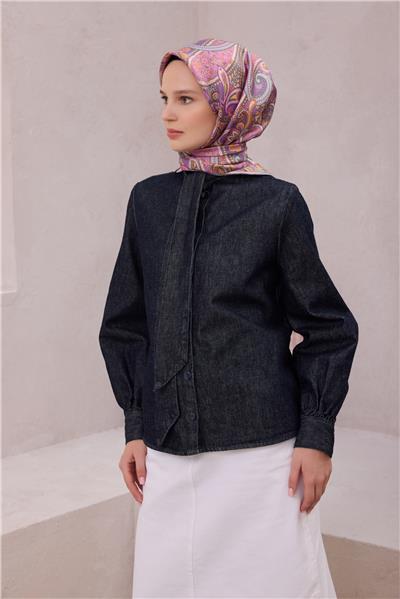 BELLİ ETNİK DESEN İPEK EŞARP 4202D (TWILL) MOR - 31