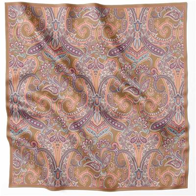 BELLİ ETNİK DESEN İPEK EŞARP 4202D (TWILL) VİZON - 54