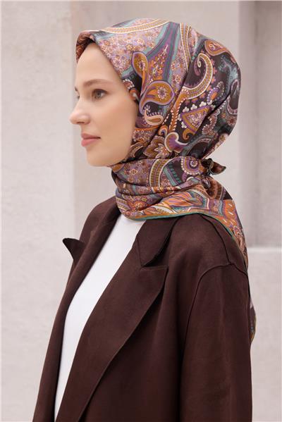 BELLİ ETNİK DESEN İPEK EŞARP 4202D (TWILL) MİNT - 82