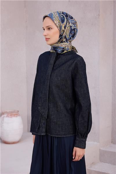 BELLİ ETNİK DESEN İPEK EŞARP 4202D (TWILL) LACİVET - 83