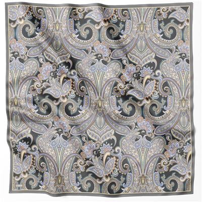 BELLİ ETNİK DESEN İPEK EŞARP 4202D (TWILL) ANTRASİT - 88