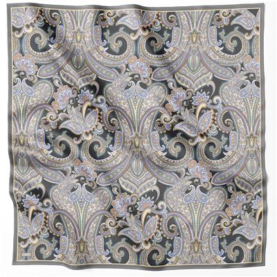BELLİ ETNİK DESEN İPEK EŞARP 4202D (TWILL) ANTRASİT - 88